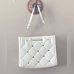 Betsey Johnson Gold and White Quilted Shoulder Bag